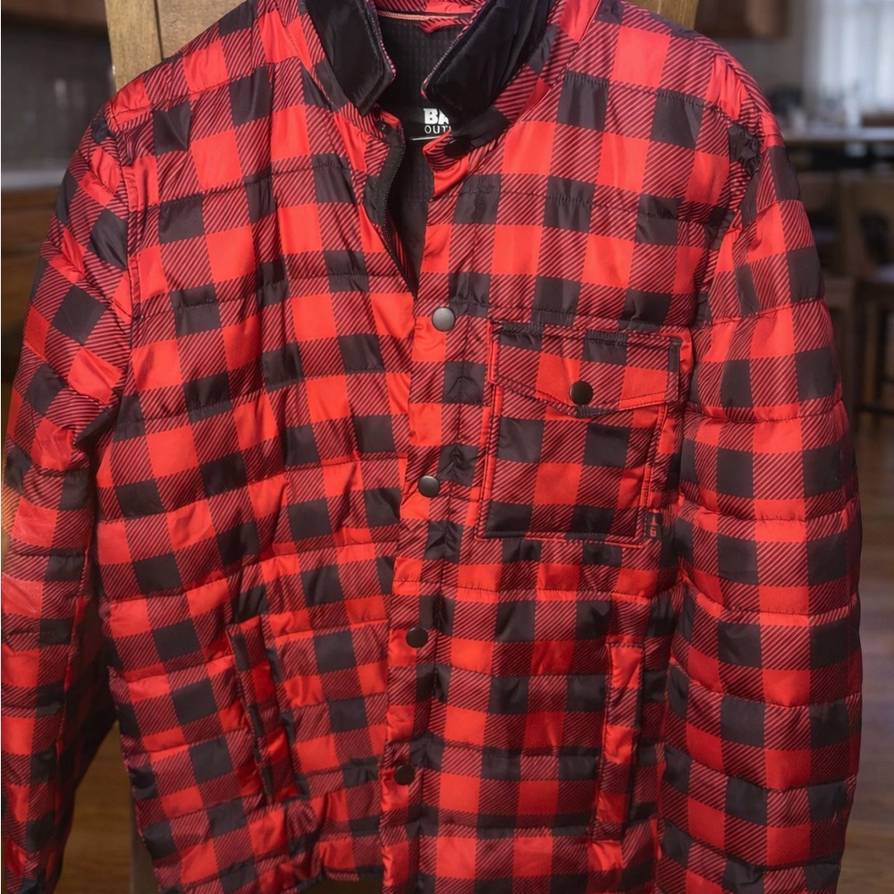 Buffalo David Bitton Red and Black Checkered Puffer Jacket